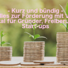 Drei Geldhaufen, aus denen eine Pflanze wächst