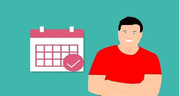 Comic Mann - Im Hintergrund ist ein Kalender abgebildet