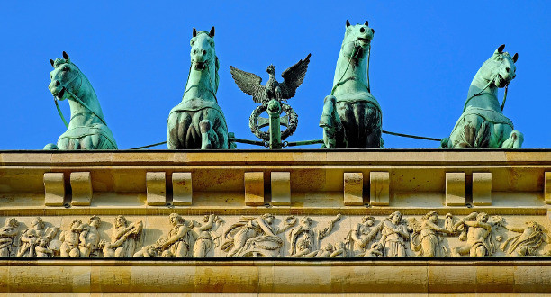 Nahaufnahme des Brandenburger Tors in Berlin