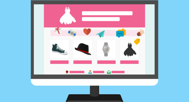 Ein Bildschirm, auf welchem ein Online-Shop abgebildet ist.