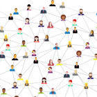 Ein Netz voller Menschen, die mit einander verbunden sind.