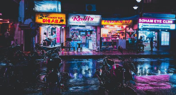 Shops bei Nacht