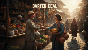 Barter-Deal auf dem Markt, orientalischer Touch.