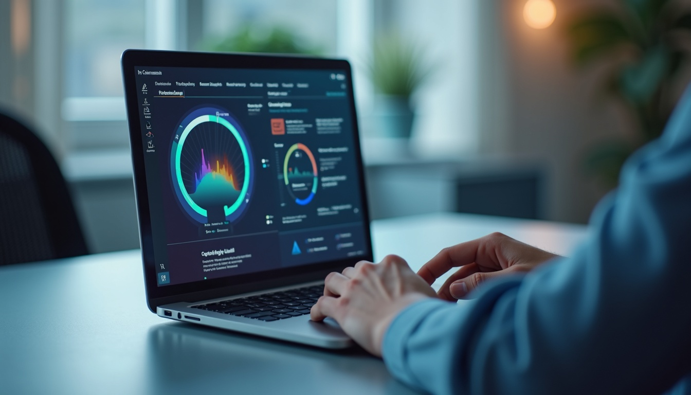 Laptop-Monitor mit moderner Software