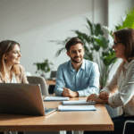 Foto eines kleinen Teams in einem modernen Büro