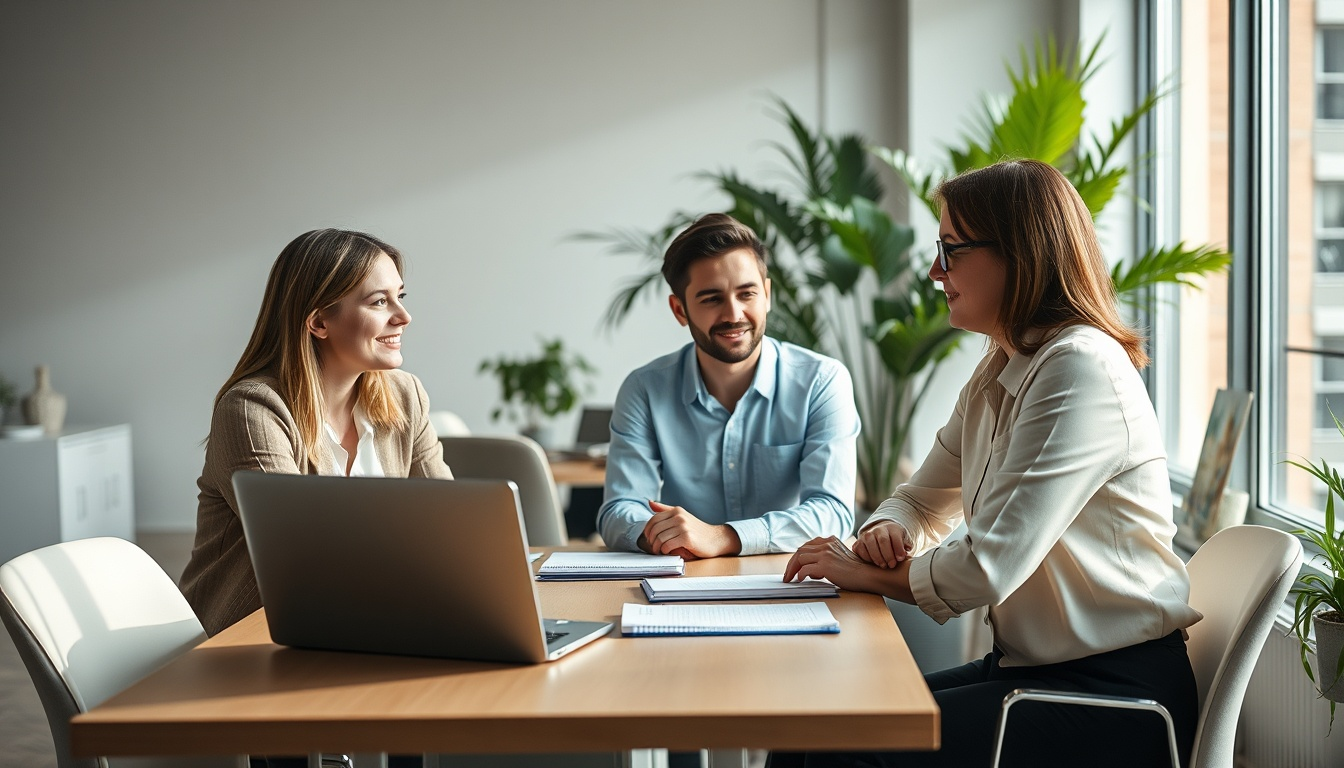Foto eines kleinen Teams in einem modernen Büro