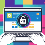 Illustration einer Online-Shop-Szene mit Altersverifikationssymbol