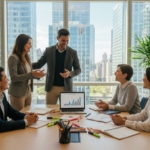 Gruppe motivierter Mitarbeiter in einem modernen Büro