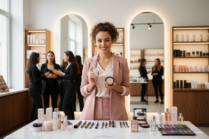 Foto einer jungen Unternehmerin/Gründerin in der Beauty-Branche