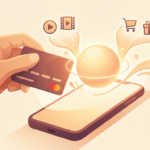 Nutzer hält universelle Prepaid-Guthabenkarte über Smartphone,