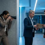 Privatdetektivin macht ein Foto.