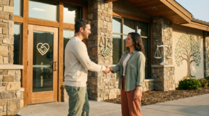 Handschlag zwischen Mann und Frau