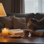 Gründerin trinkt Tee zur Entspannung.