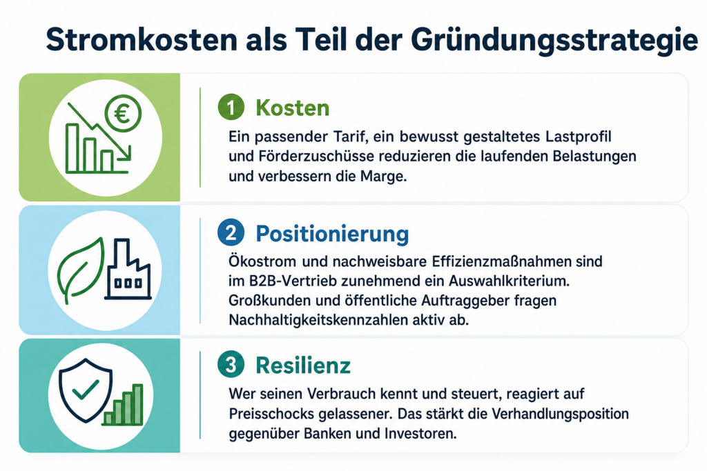 Stromkosten als Teil der Gründungsstrategie