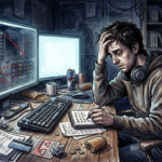 Gamer am Schreibtisch mit Ranglisten-UI