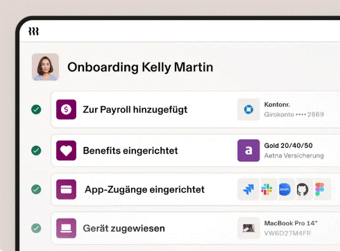 Automatisiertes Onboarding: Lohnabrechnung, Benefits, Zugänge und Gerätebestellung (© rippling.com/de-DE)